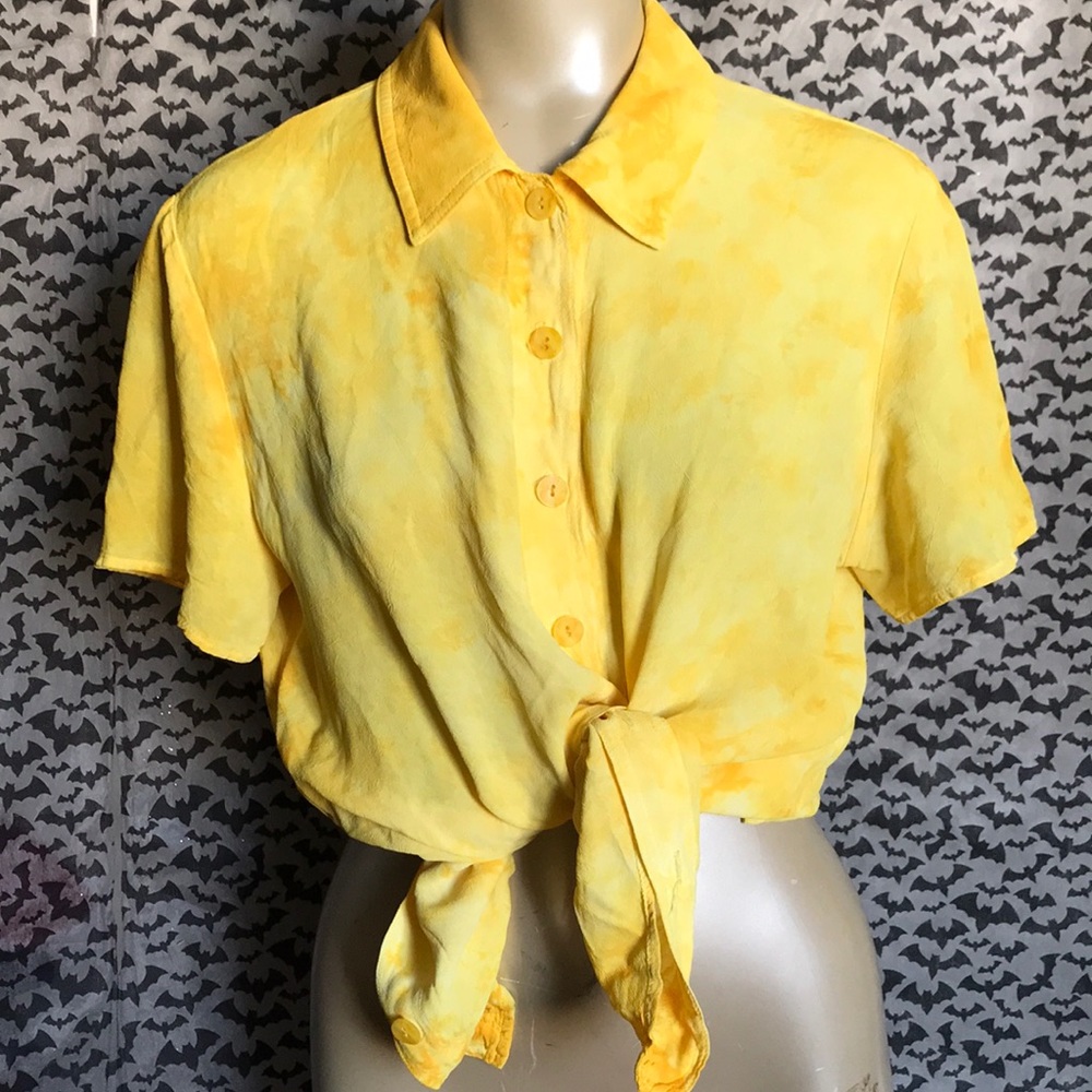 Sheer yellow button up